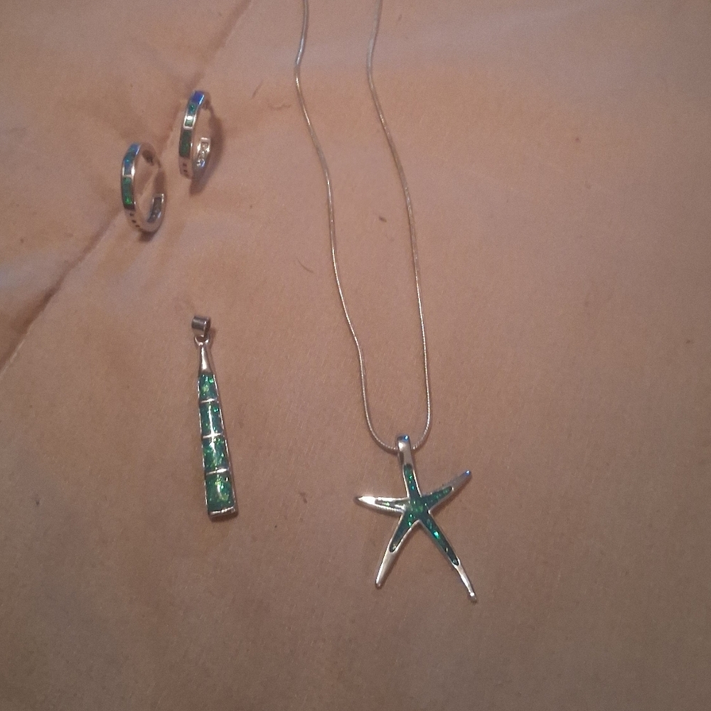 5 Peice Sterling Silver Blue Opal Lot